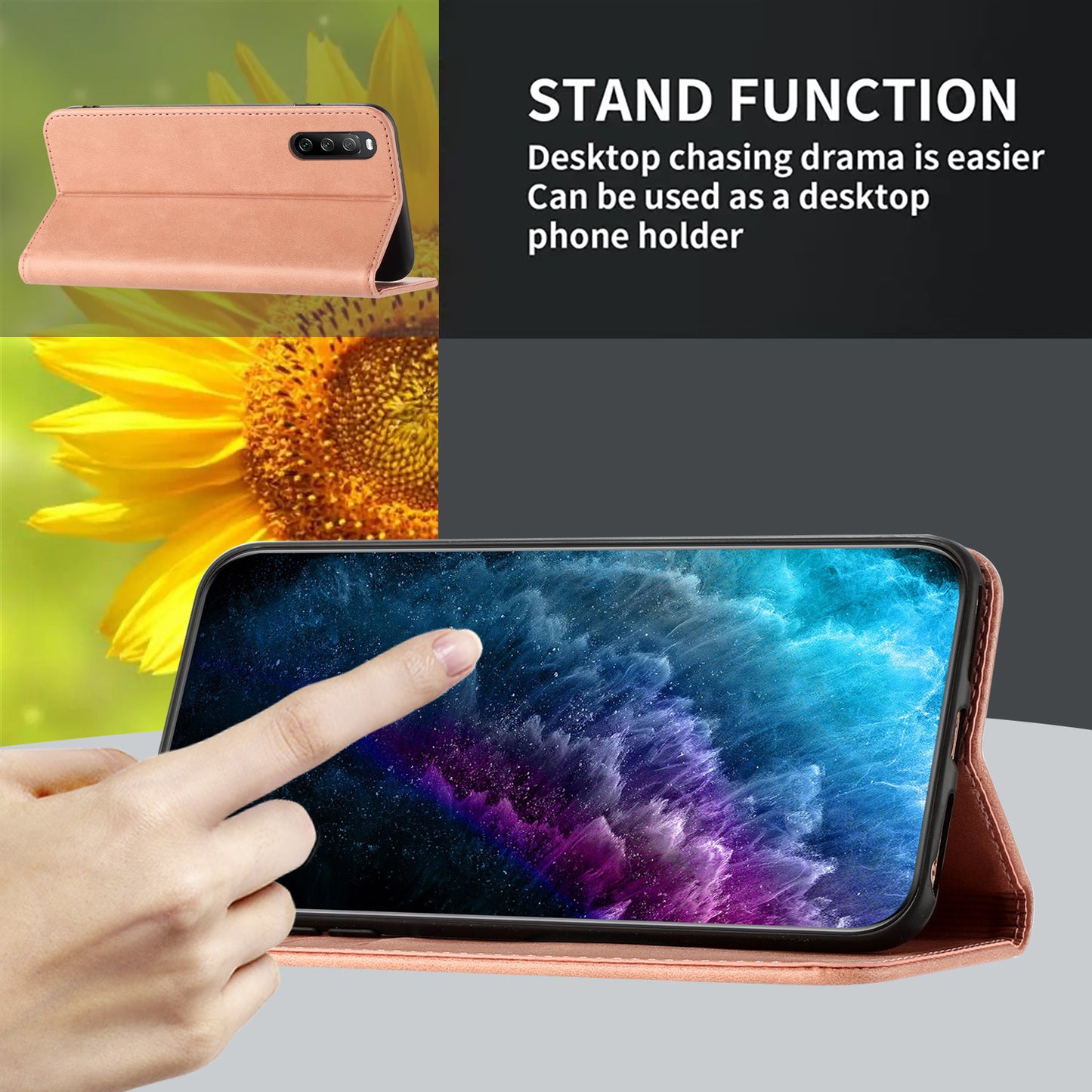 RFID Blocking Phone Case for Sony Xperia 10 V , Stand PU Leather Cover with Card Holder