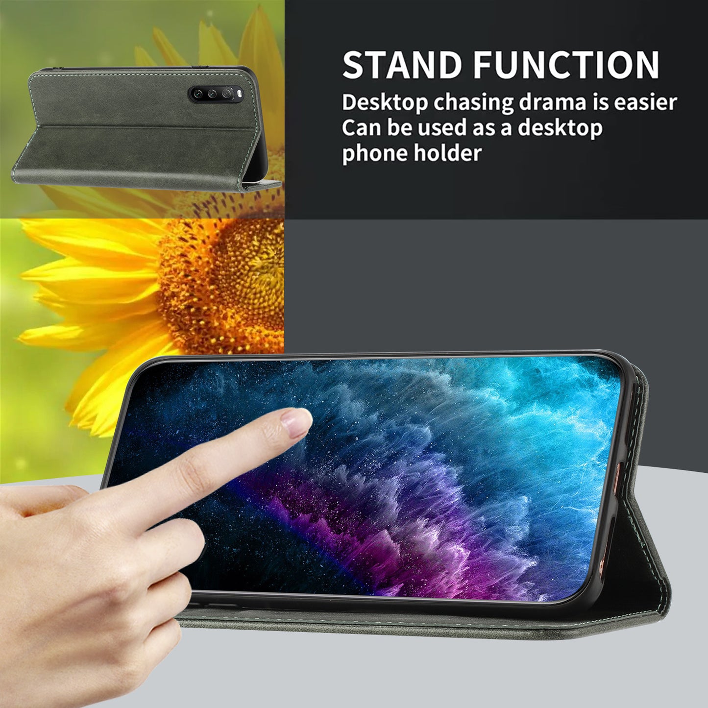 RFID Blocking Phone Case for Sony Xperia 10 V , Stand PU Leather Cover with Card Holder