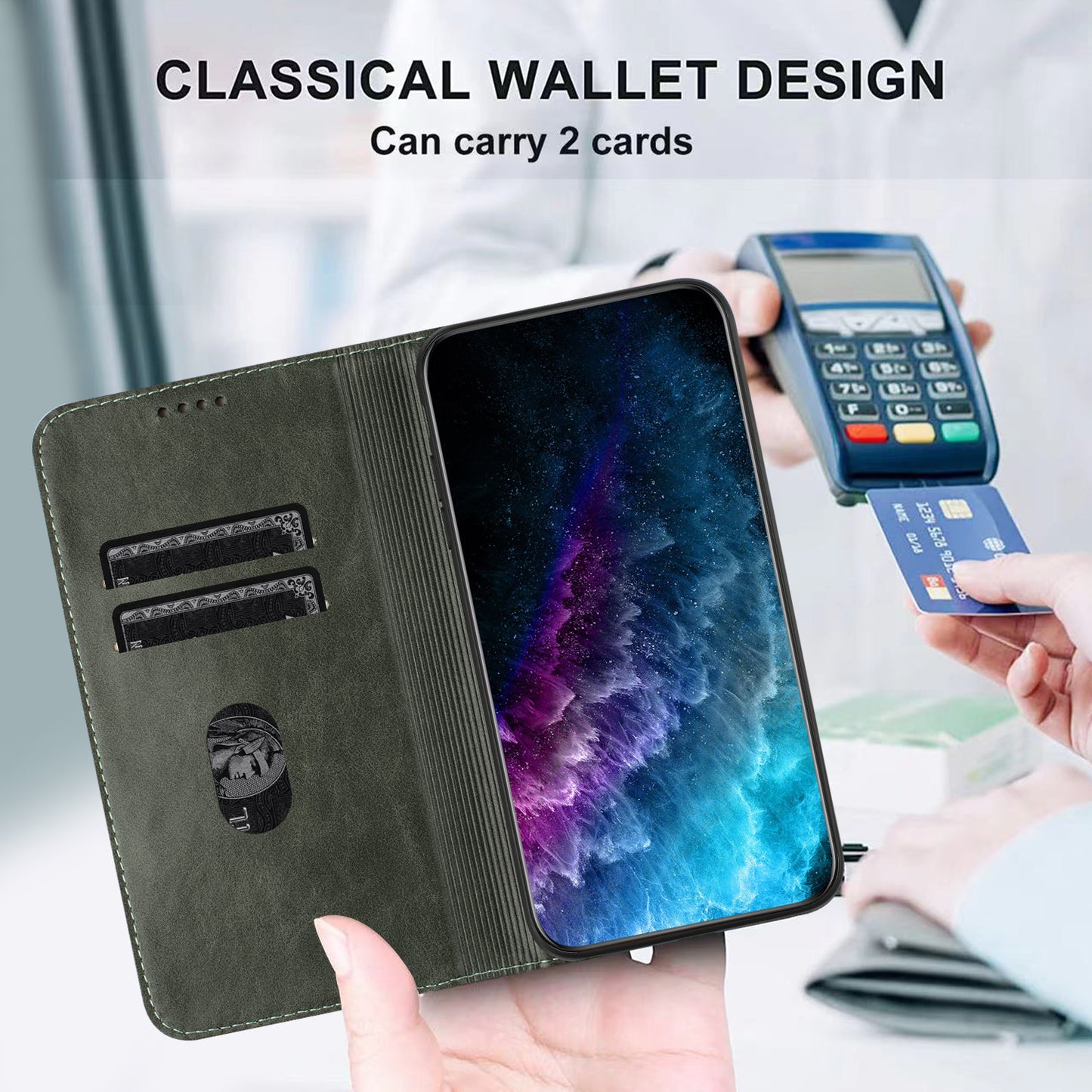 RFID Blocking Phone Case for Sony Xperia 10 V , Stand PU Leather Cover with Card Holder