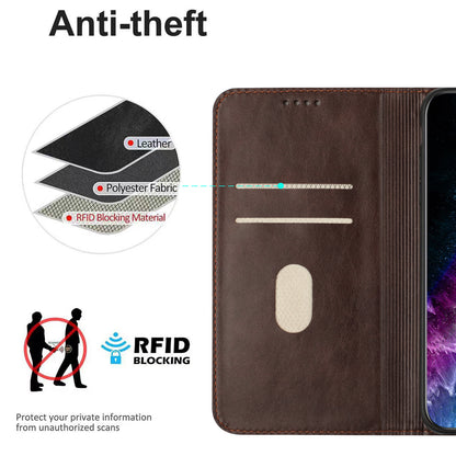 RFID Blocking Phone Case for Sony Xperia 10 V , Stand PU Leather Cover with Card Holder