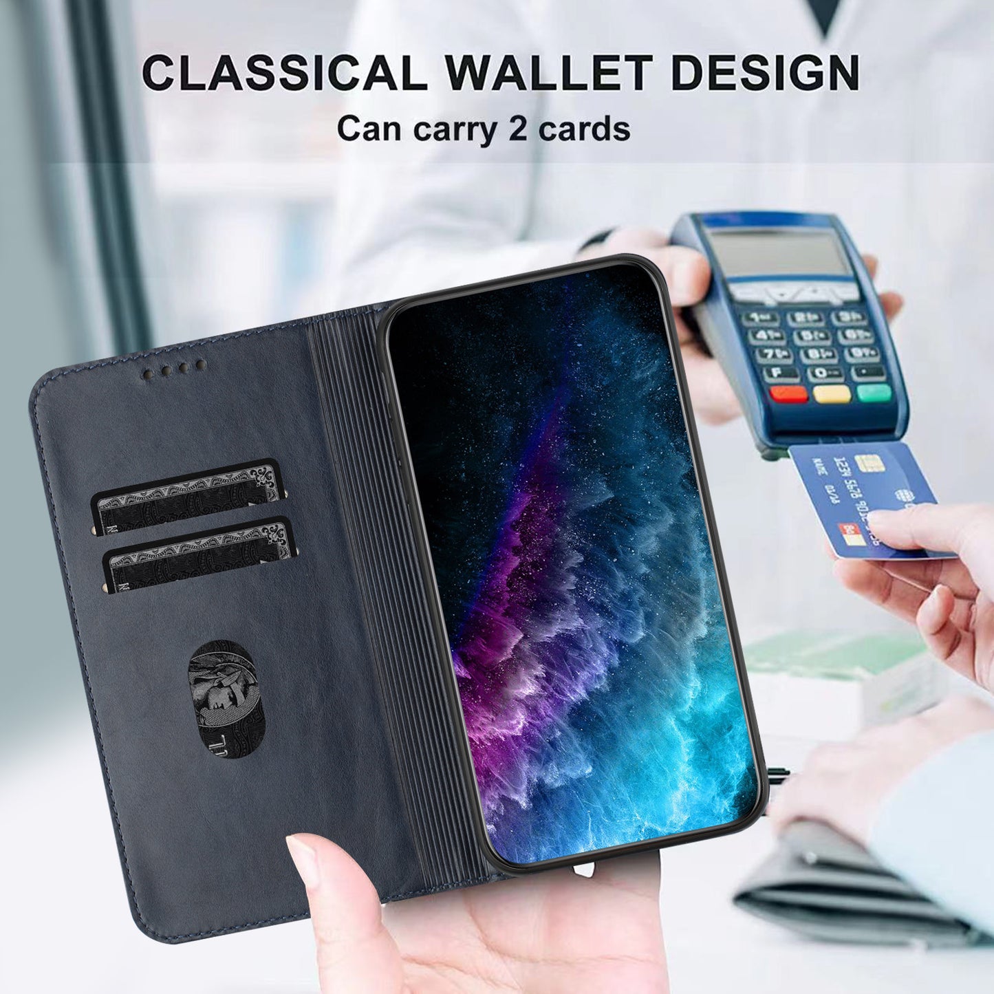 RFID Blocking Phone Case for Sony Xperia 10 V , Stand PU Leather Cover with Card Holder