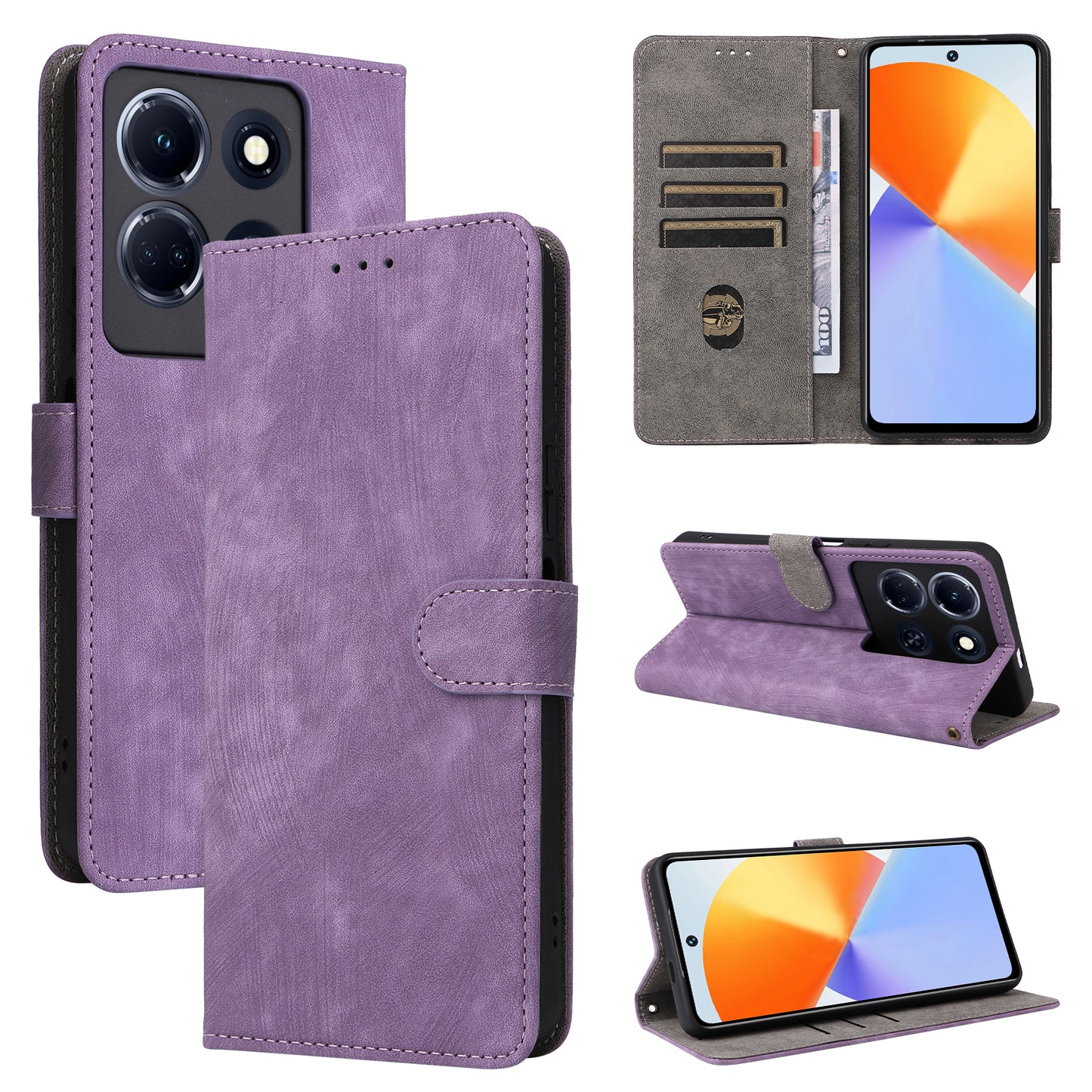 For Infinix Note 30 5G X6711 RFID Blocking Cover Leather Wallet Stand Phone Case with Strap