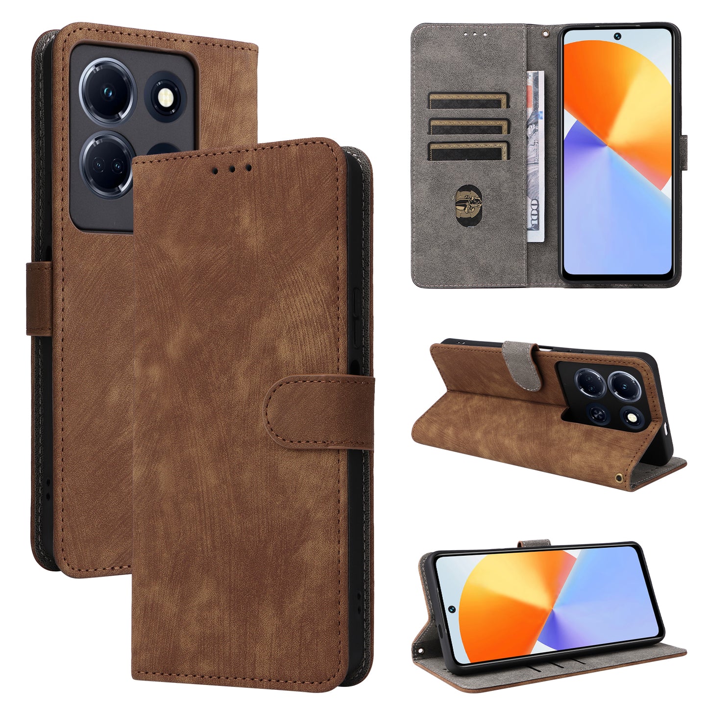 For Infinix Note 30 5G X6711 RFID Blocking Cover Leather Wallet Stand Phone Case with Strap