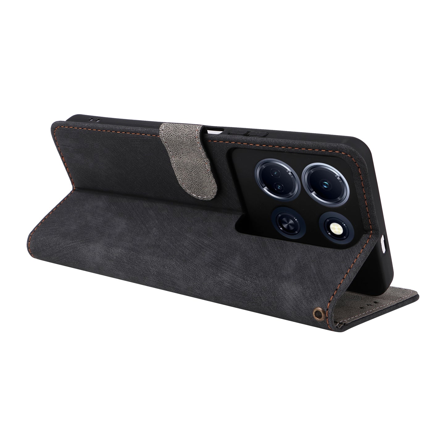 For Infinix Note 30 VIP 5G X6710 RFID Blocking Wallet Phone Cover Leather Stand Case with Strap