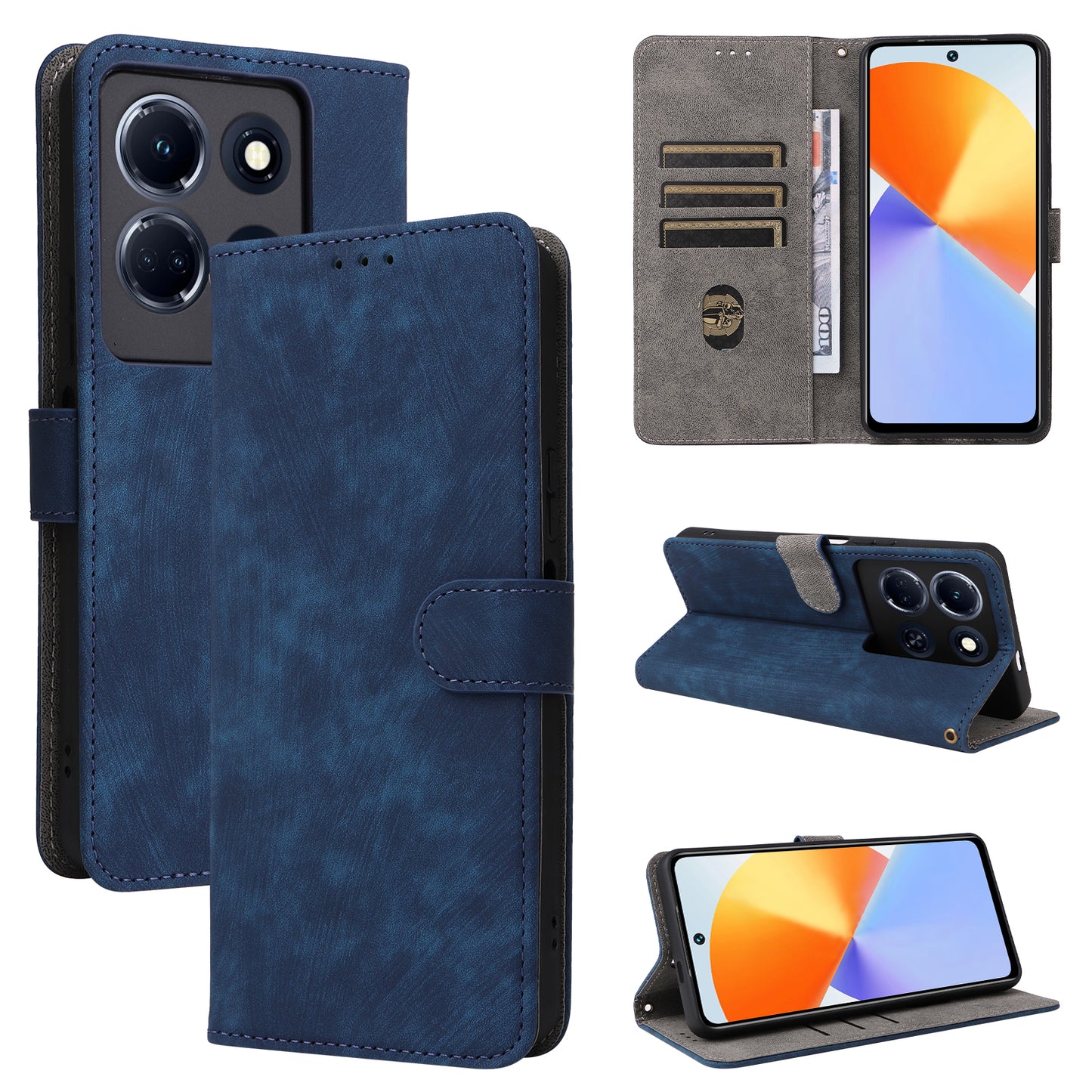 For Infinix Note 30 VIP 5G X6710 RFID Blocking Wallet Phone Cover Leather Stand Case with Strap