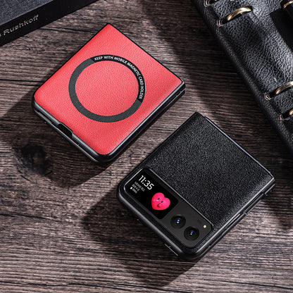 For Motorola Razr 40 5G Magnetic Phone Case PU Leather+PC Hard Cover Compatible with Magsafe