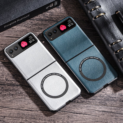 For Motorola Razr 40 5G Magnetic Phone Case PU Leather+PC Hard Cover Compatible with Magsafe