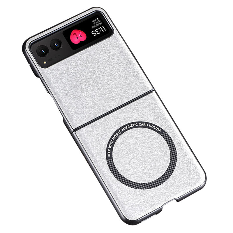 For Motorola Razr 40 5G Magnetic Phone Case PU Leather+PC Hard Cover Compatible with Magsafe