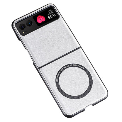 For Motorola Razr 40 5G Magnetic Phone Case PU Leather+PC Hard Cover Compatible with Magsafe