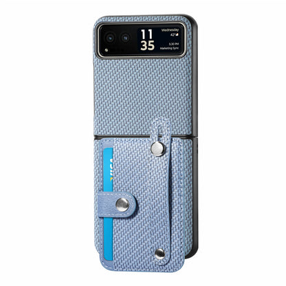 PU Leather+PC Phone Case for Motorola Razr 40 5G , Carbon Fiber Texture Wristband Kickstand Cover