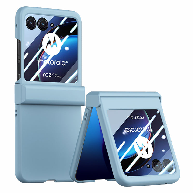 For Motorola Razr 40 Ultra 5G Phone Case Hinge Design PC Cover with Tempered Glass Rear Screen Protector
