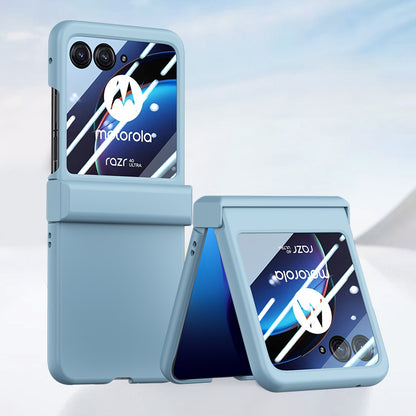 For Motorola Razr 40 Ultra 5G Phone Case Hinge Design PC Cover with Tempered Glass Rear Screen Protector