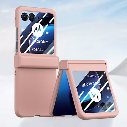 For Motorola Razr 40 Ultra 5G Phone Case Hinge Design PC Cover with Tempered Glass Rear Screen Protector
