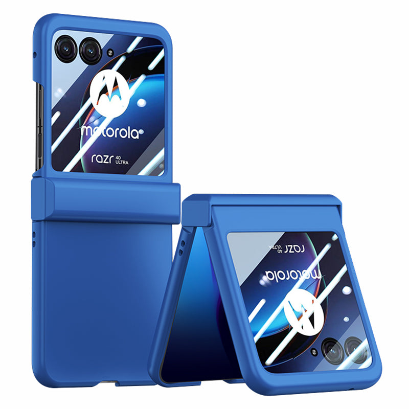For Motorola Razr 40 Ultra 5G Phone Case Hinge Design PC Cover with Tempered Glass Rear Screen Protector