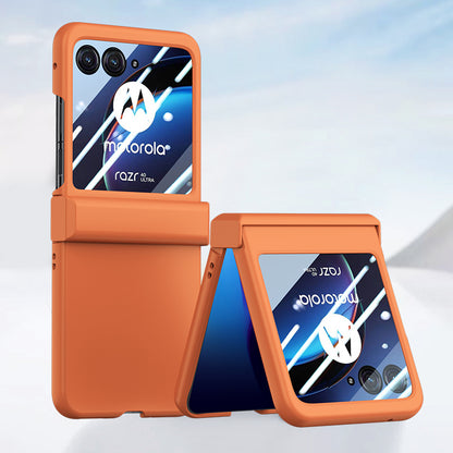 For Motorola Razr 40 Ultra 5G Phone Case Hinge Design PC Cover with Tempered Glass Rear Screen Protector