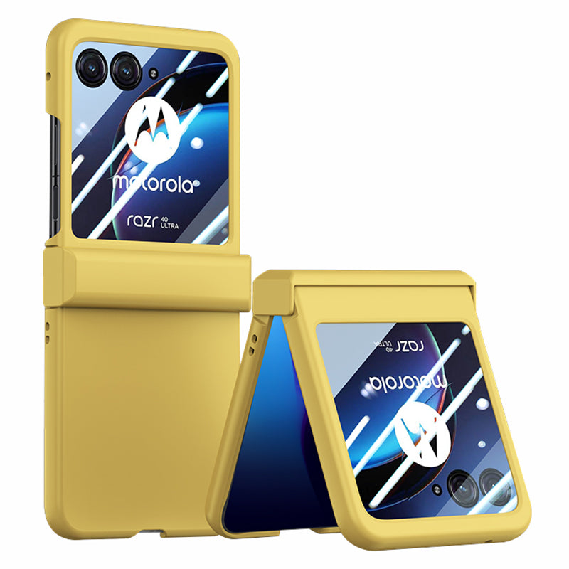For Motorola Razr 40 Ultra 5G Phone Case Hinge Design PC Cover with Tempered Glass Rear Screen Protector