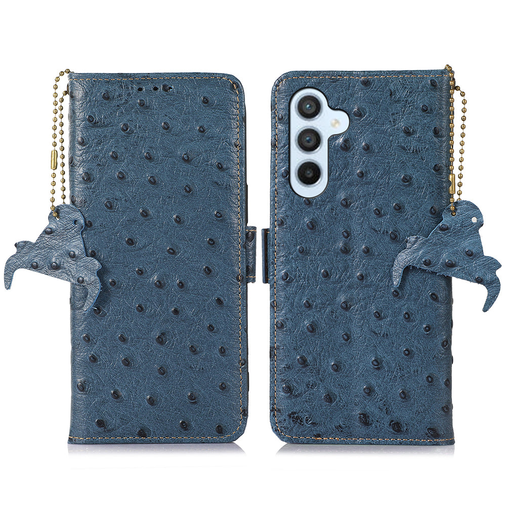 RFID Blocking Shell for Samsung Galaxy S23 FE Genuine Cowhide Leather Phone Cover Wallet Stand Case