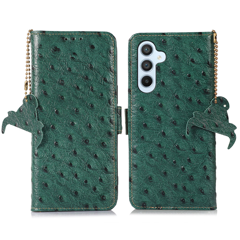 RFID Blocking Shell for Samsung Galaxy S23 FE Genuine Cowhide Leather Phone Cover Wallet Stand Case
