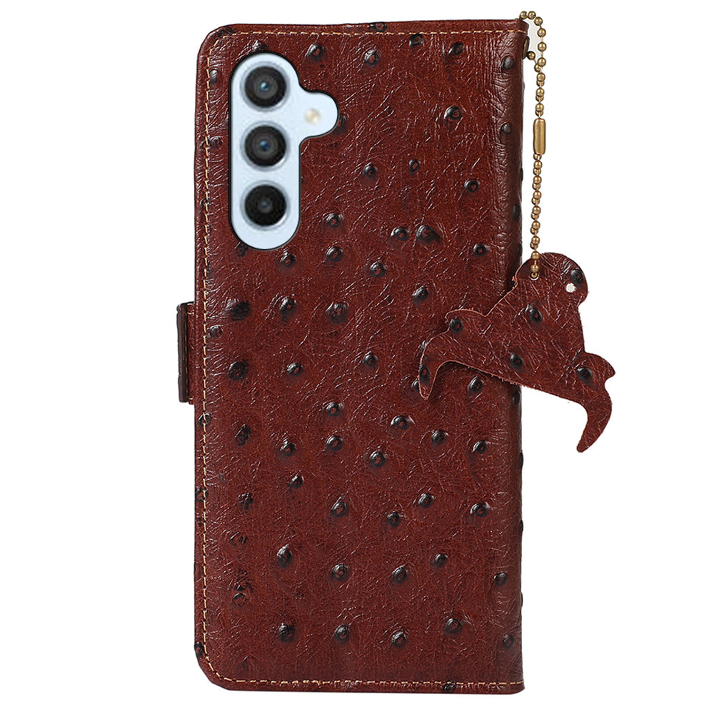 RFID Blocking Shell for Samsung Galaxy S23 FE Genuine Cowhide Leather Phone Cover Wallet Stand Case