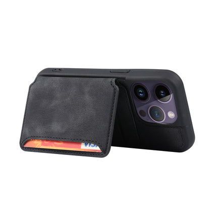 RFID Blocking Wallet Cover for iPhone 15 Pro , Leather Coated TPU Phone Case with Kickstand