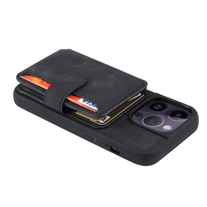 RFID Blocking Wallet Cover for iPhone 15 Pro , Leather Coated TPU Phone Case with Kickstand