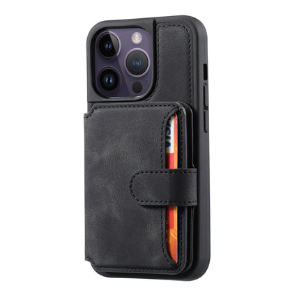 RFID Blocking Wallet Cover for iPhone 15 Pro , Leather Coated TPU Phone Case with Kickstand