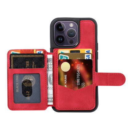 RFID Blocking Wallet Cover for iPhone 15 Pro , Leather Coated TPU Phone Case with Kickstand