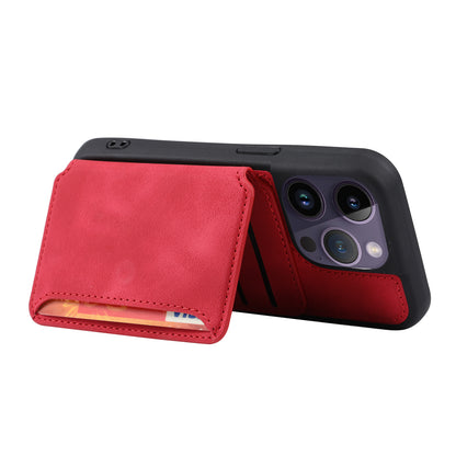 RFID Blocking Wallet Cover for iPhone 15 Pro , Leather Coated TPU Phone Case with Kickstand