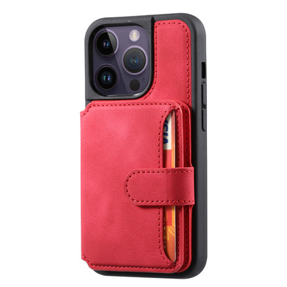 RFID Blocking Wallet Cover for iPhone 15 Pro , Leather Coated TPU Phone Case with Kickstand