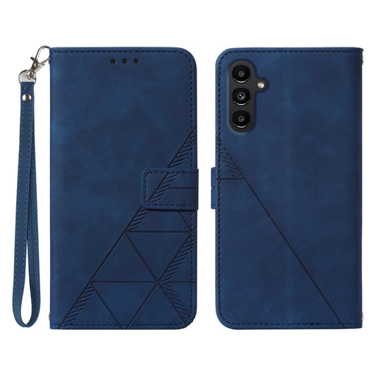 YB Imprinting Series-1 for Samsung Galaxy S23 FE Imprinted PU Leather Phone Case Wallet Stand Cover with Strap