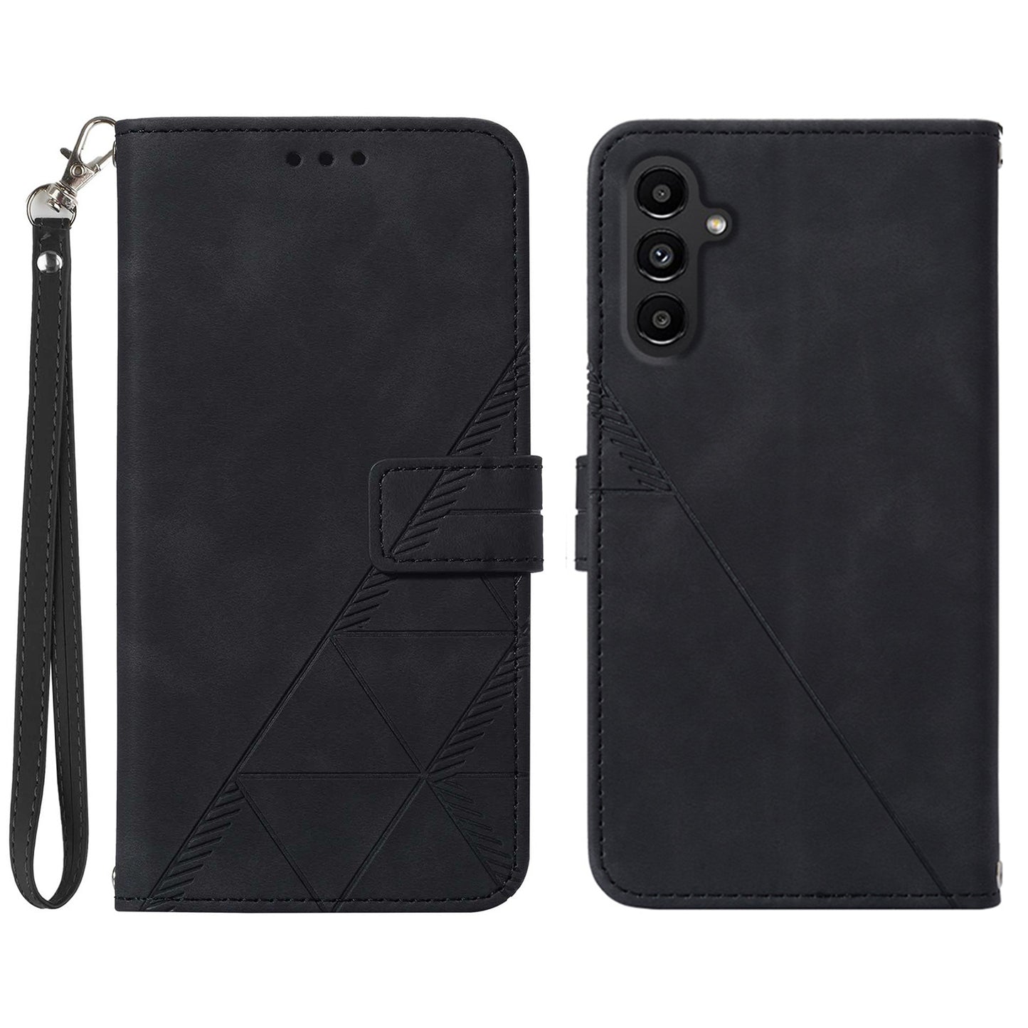 YB Imprinting Series-1 for Samsung Galaxy S23 FE Imprinted PU Leather Phone Case Wallet Stand Cover with Strap