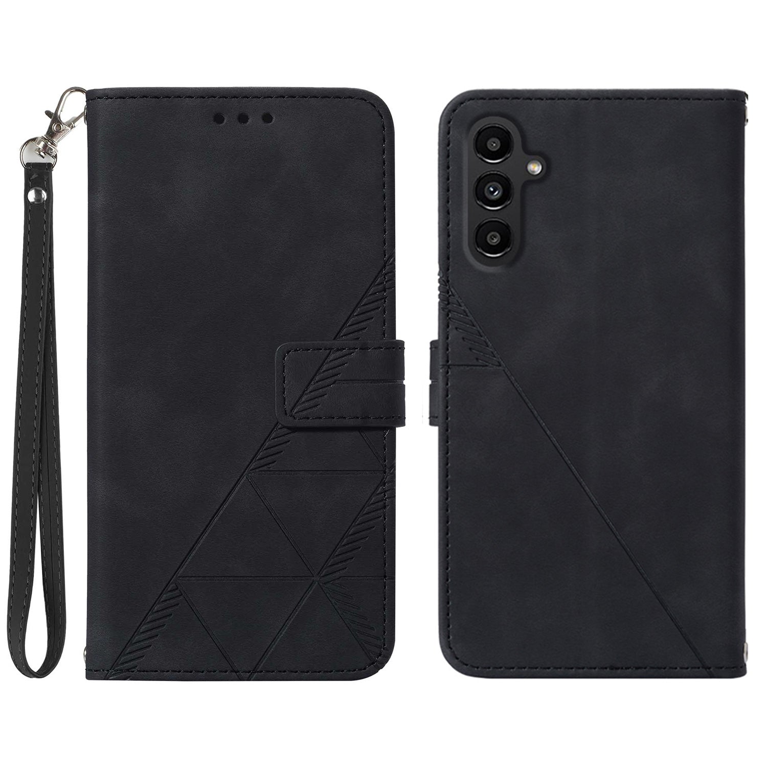 YB Imprinting Series-1 for Samsung Galaxy S23 FE Imprinted PU Leather Phone Case Wallet Stand Cover with Strap