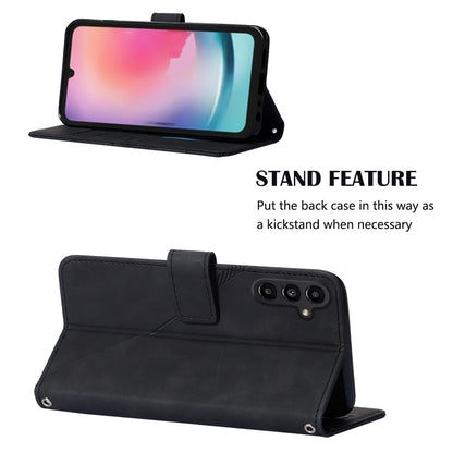YB Imprinting Series-1 for Samsung Galaxy S23 FE Imprinted PU Leather Phone Case Wallet Stand Cover with Strap