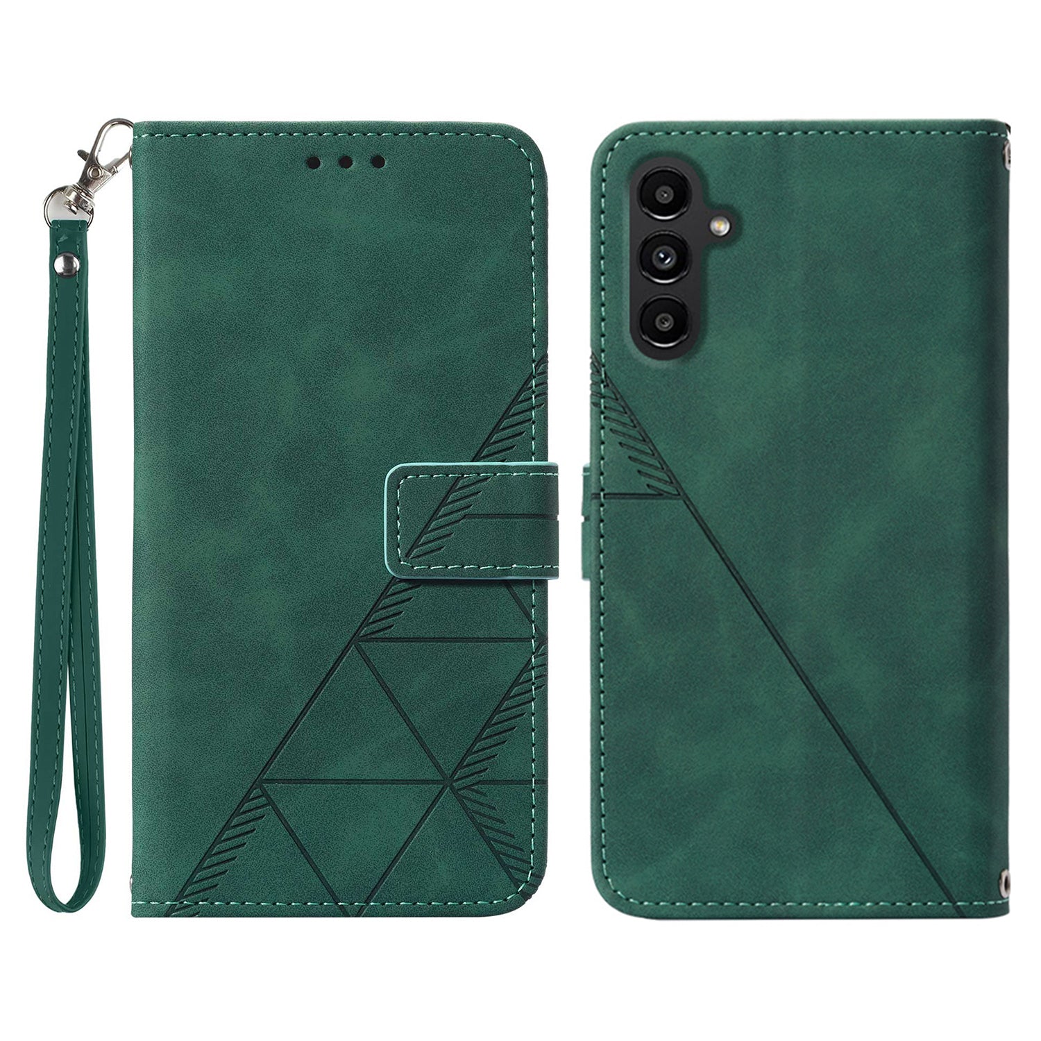 YB Imprinting Series-1 for Samsung Galaxy S23 FE Imprinted PU Leather Phone Case Wallet Stand Cover with Strap