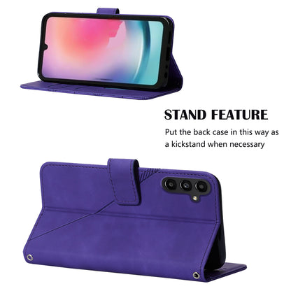 YB Imprinting Series-1 for Samsung Galaxy S23 FE Imprinted PU Leather Phone Case Wallet Stand Cover with Strap
