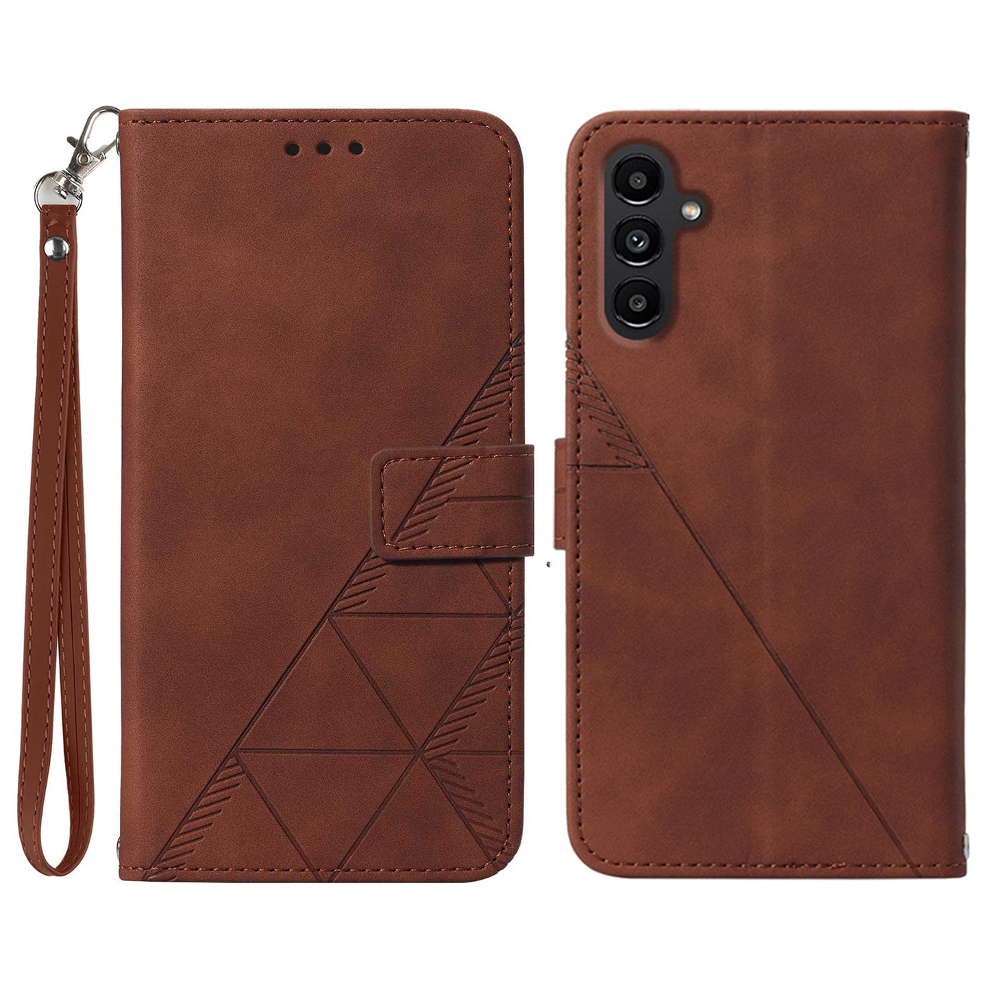 YB Imprinting Series-1 for Samsung Galaxy S23 FE Imprinted PU Leather Phone Case Wallet Stand Cover with Strap