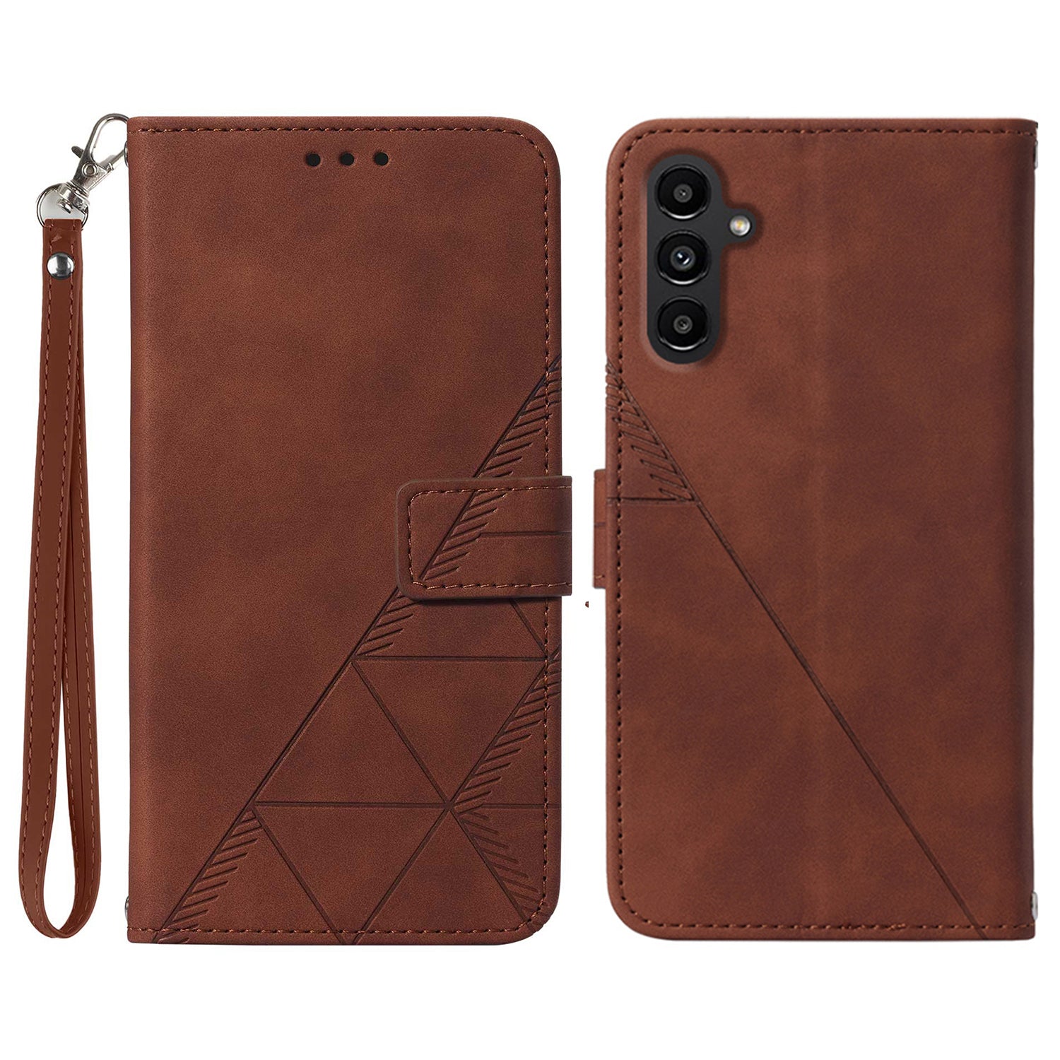 YB Imprinting Series-1 for Samsung Galaxy S23 FE Imprinted PU Leather Phone Case Wallet Stand Cover with Strap