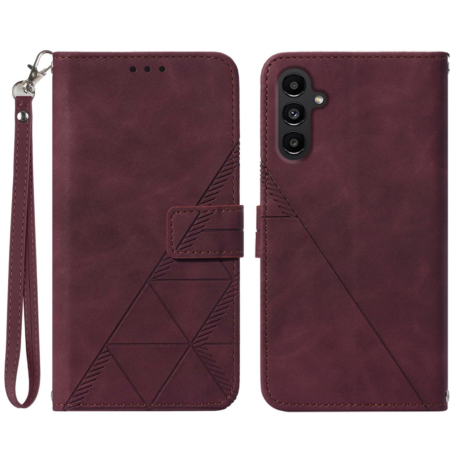 YB Imprinting Series-1 for Samsung Galaxy S23 FE Imprinted PU Leather Phone Case Wallet Stand Cover with Strap