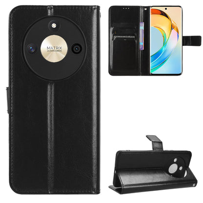 For Honor X50 Crazy Horse Texture Leather Phone Stand Case Anti-Scratch Cell Phone Shell Wallet Cover