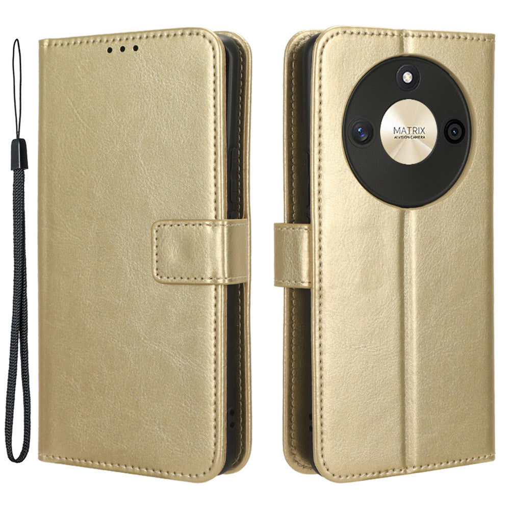 For Honor X50 Crazy Horse Texture Leather Phone Stand Case Anti-Scratch Cell Phone Shell Wallet Cover