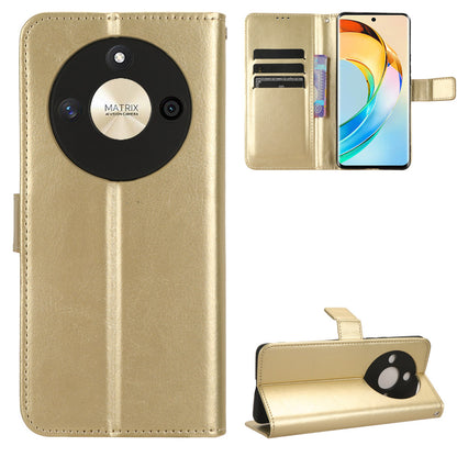 For Honor X50 Crazy Horse Texture Leather Phone Stand Case Anti-Scratch Cell Phone Shell Wallet Cover