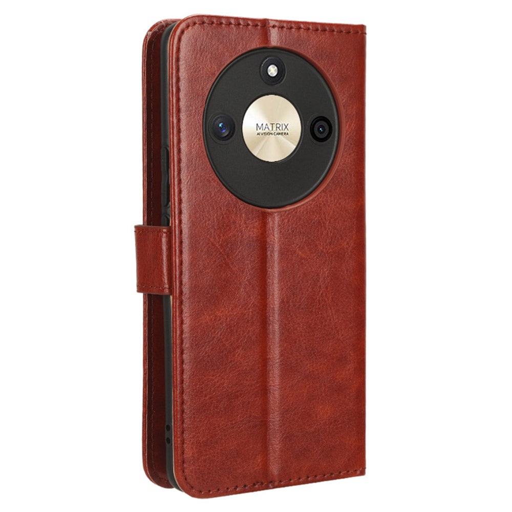For Honor X50 Crazy Horse Texture Leather Phone Stand Case Anti-Scratch Cell Phone Shell Wallet Cover