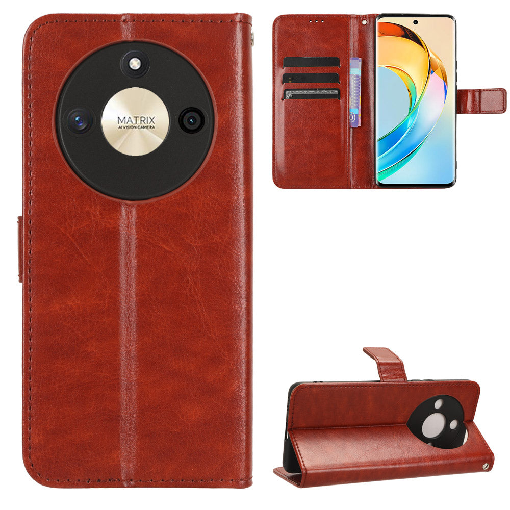 For Honor X50 Crazy Horse Texture Leather Phone Stand Case Anti-Scratch Cell Phone Shell Wallet Cover