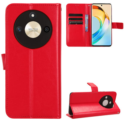For Honor X50 Crazy Horse Texture Leather Phone Stand Case Anti-Scratch Cell Phone Shell Wallet Cover