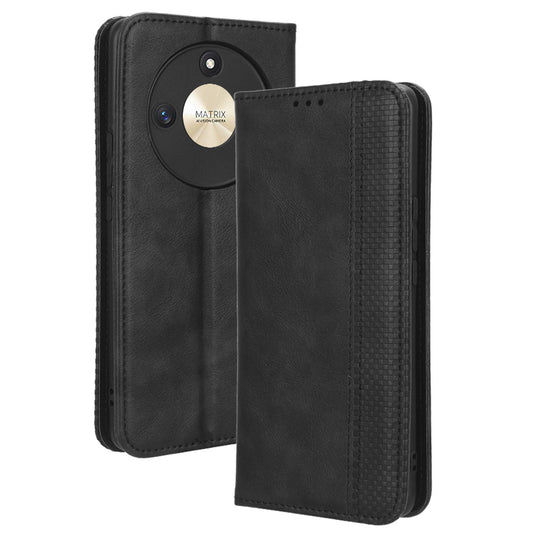 For Honor X50 Magnetic Closing Retro Phone Case PU Leather Cover Stand Wallet Shell