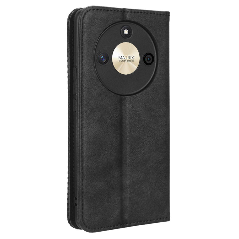 For Honor X50 Magnetic Closing Retro Phone Case PU Leather Cover Stand Wallet Shell