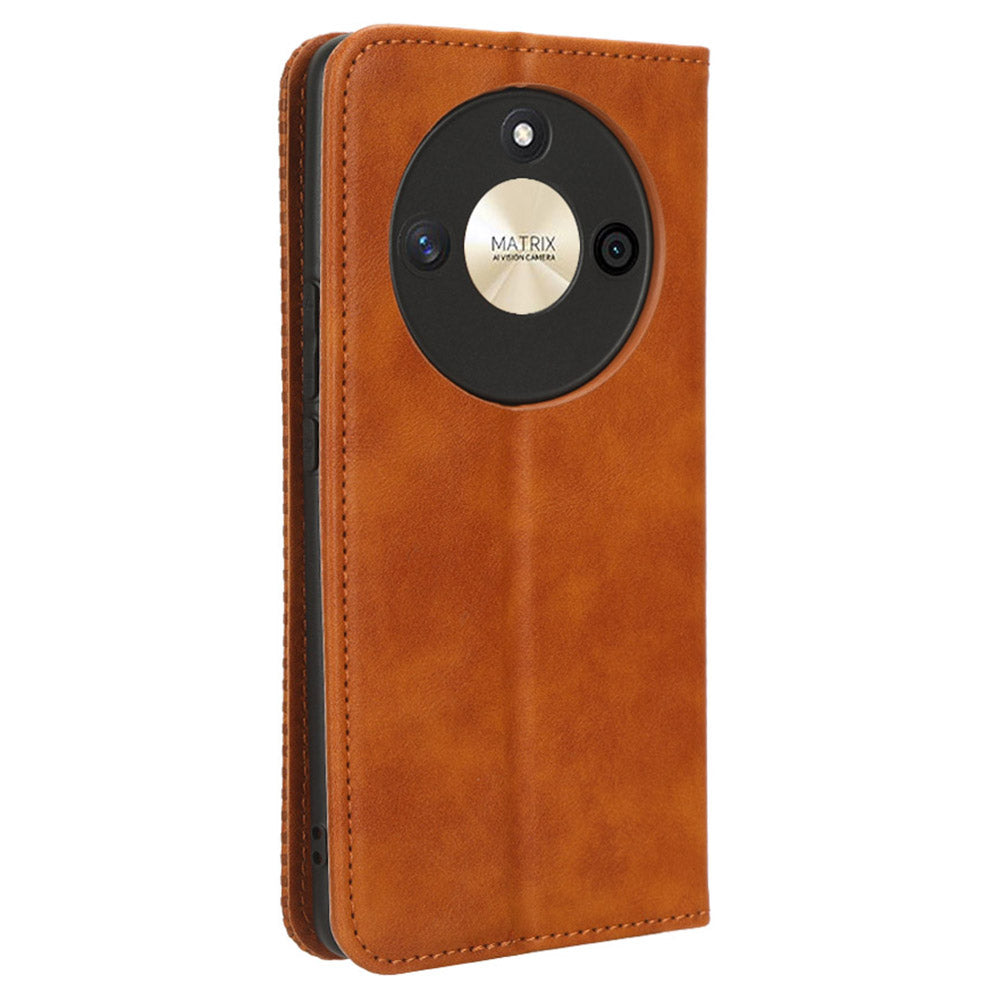 For Honor X50 Magnetic Closing Retro Phone Case PU Leather Cover Stand Wallet Shell