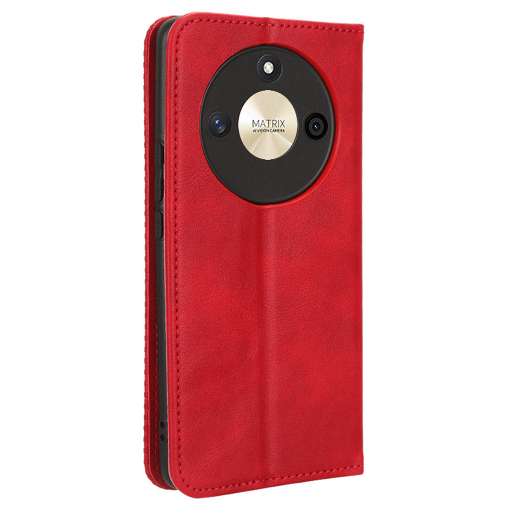 For Honor X50 Magnetic Closing Retro Phone Case PU Leather Cover Stand Wallet Shell