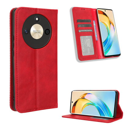 For Honor X50 Magnetic Closing Retro Phone Case PU Leather Cover Stand Wallet Shell