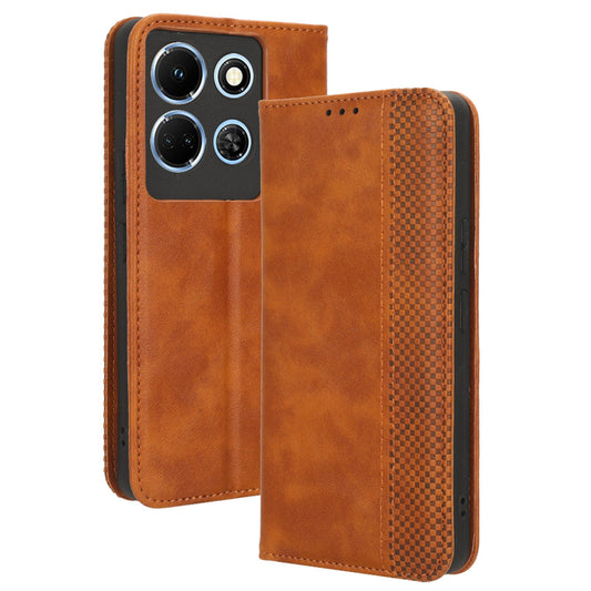 For Infinix Note 30 4G / X6833B / X6716B Magnetic Closing Phone Shell Retro PU Leather Cover Stand Wallet Shell